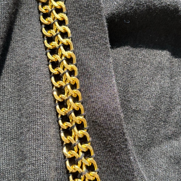 Michael Kors Black Cardigan with Gold Chain Trim – Size 2x - Picture 3 of 9